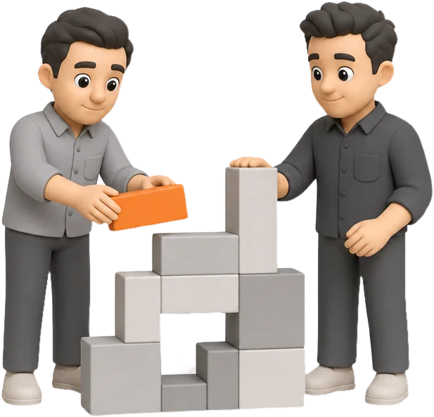 Four product names — auto, resto, analytics, voice — each wired into one box named okeep.tech: one account, one design system, one release pipeline.